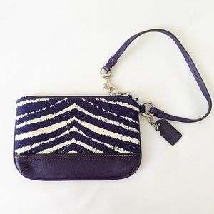 Coach Bags - COACH purple zebra canvas leather zip wristlet Coach Bags - COACH purple zebra canvas leather zip wristlet